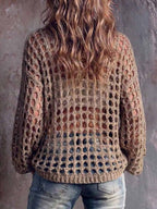 Jersey de Punto Calado con Escote Barco y Mangas Campana
