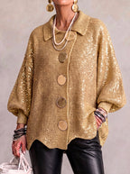 Cárdigan de Punto Oversize con Botones Metálicos
