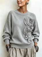 Jersey Amarillo de Punto con Flores 3D