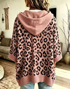 Sudadera de Punto con Capucha y Estampado Leopardo