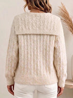 Cárdigan de Punto Crochet con Solapa Floral 3D
