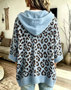 Sudadera de Punto con Capucha y Estampado Leopardo