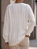 Jersey de Punto Trenzado con Cuello Pico