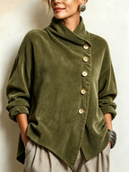 Top Asimétrico de Pana con Cuello Alto