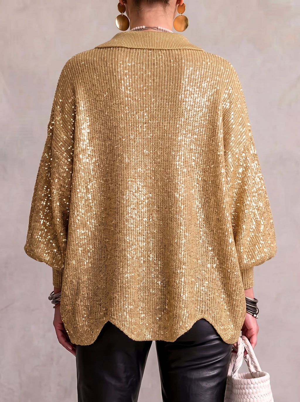 Cárdigan de Punto Oversize con Botones Metálicos