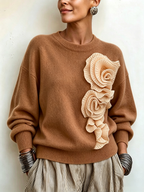 Jersey Amarillo de Punto con Flores 3D