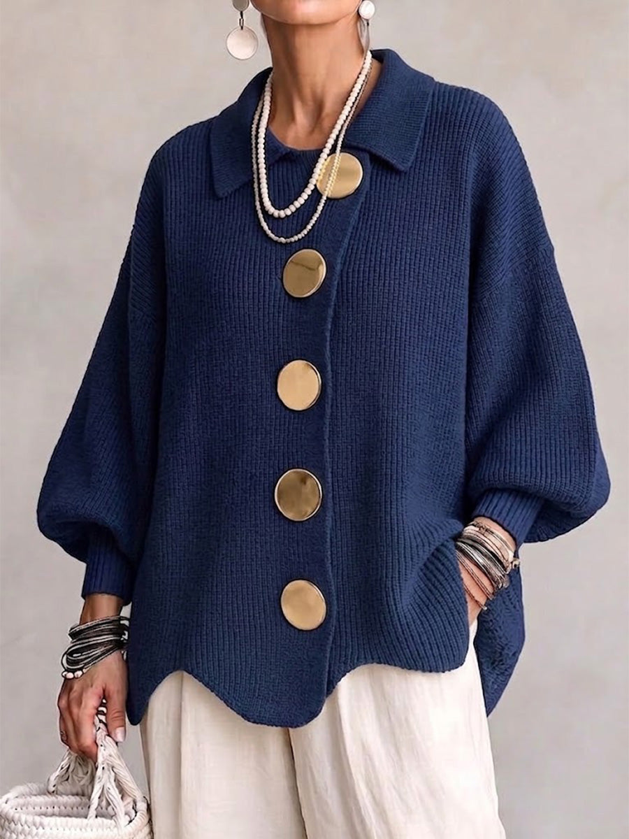 Cárdigan de Punto Oversize con Botones Metálicos