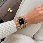 Correa Apple Watch multicapa, ajustable con eslabones y charm de mariposa, chic y elegante, modelo Zoune