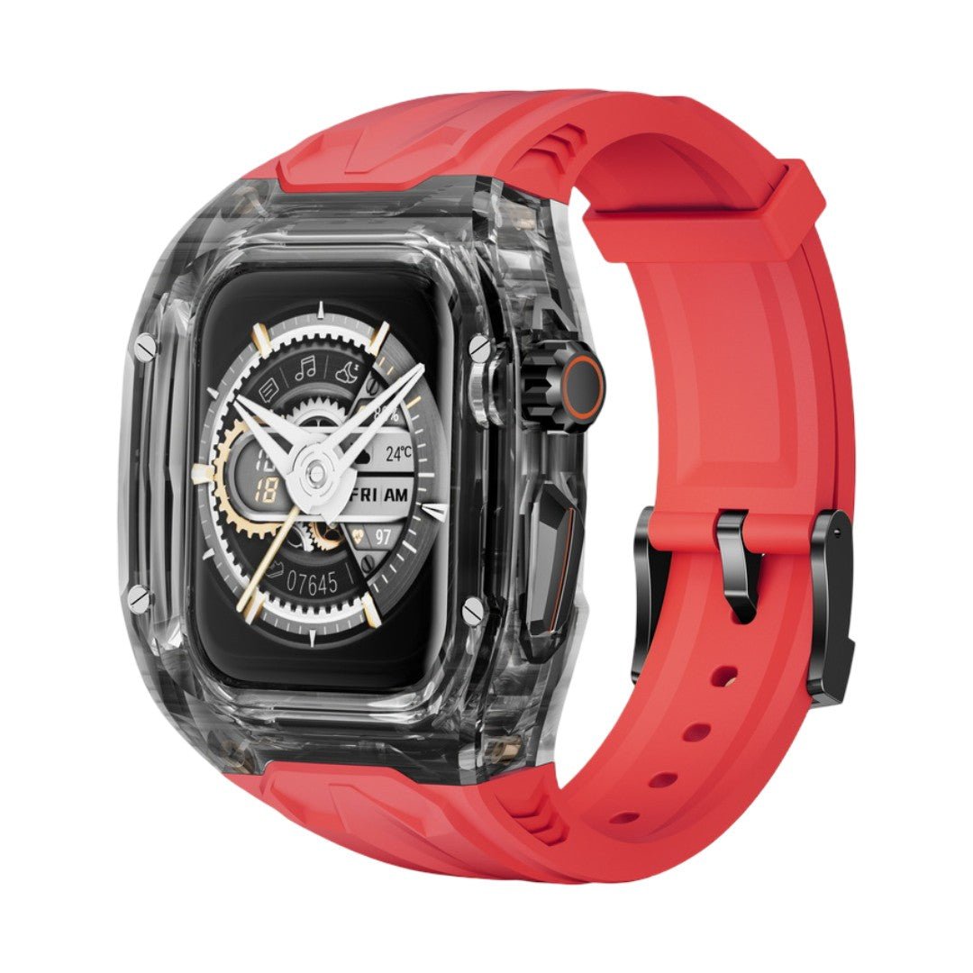 Correa y carcasa para Apple Watch, estilo Richard Mille, caja transparente, TPU flexible, modelo Jankre