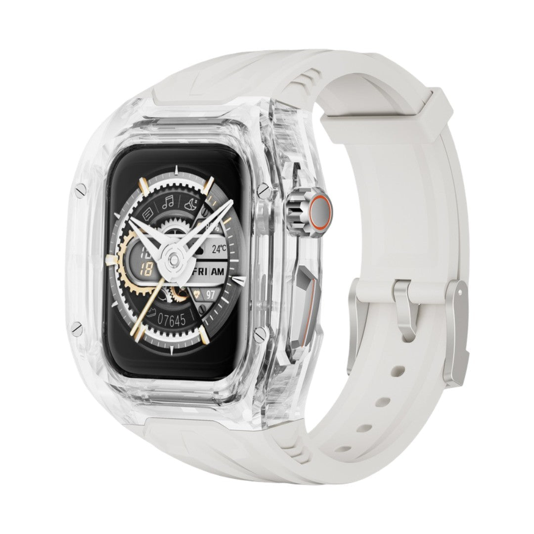 Correa y carcasa para Apple Watch, estilo Richard Mille, caja transparente, TPU flexible, modelo Jankre