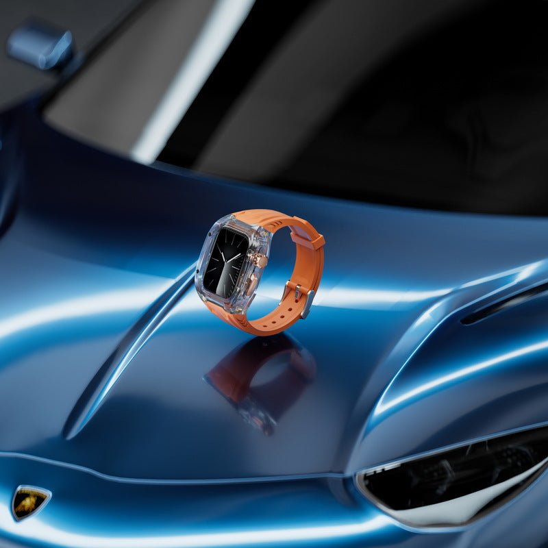 Correa y carcasa para Apple Watch, estilo Richard Mille, caja transparente, TPU flexible, modelo Jankre
