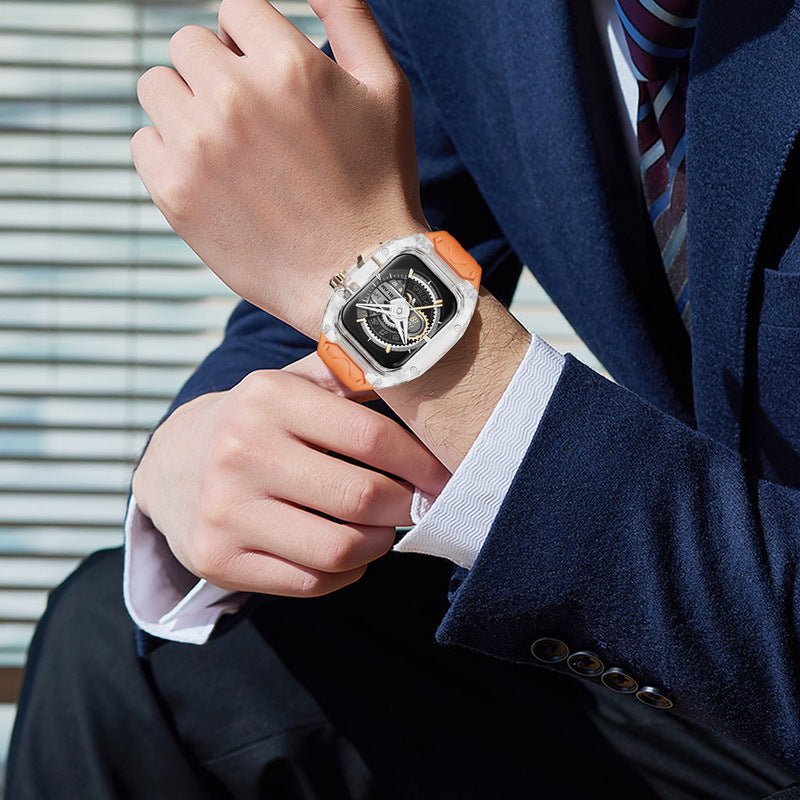 Correa y carcasa para Apple Watch, estilo Richard Mille, caja transparente, TPU flexible, modelo Jankre