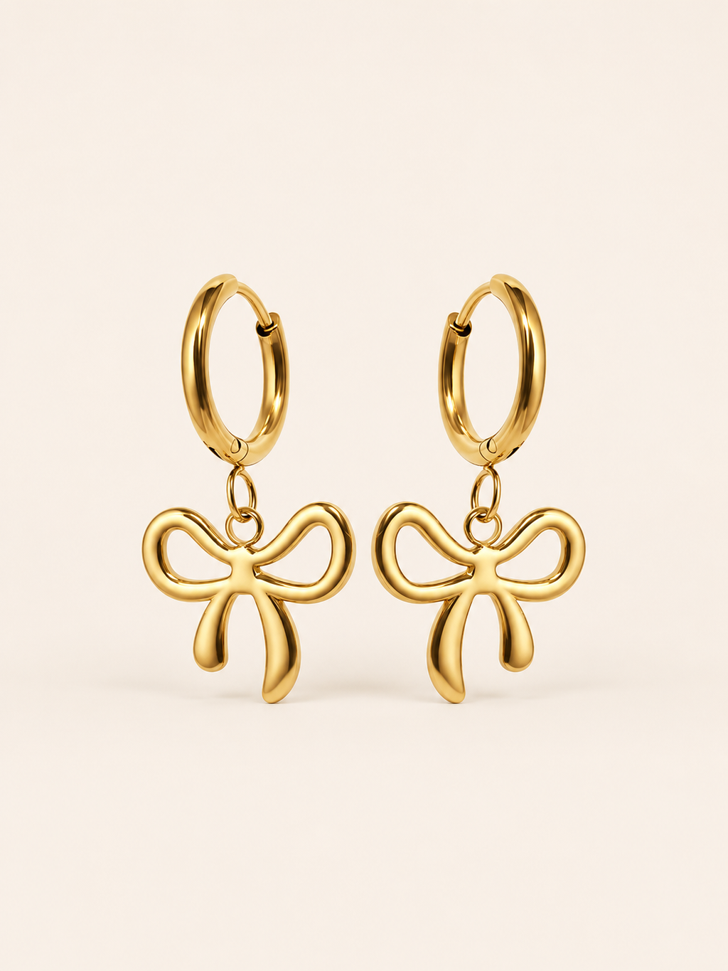 Quenby | Bow Hoop Earrings with Drop Charm