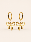 Quenby | Bow Hoop Earrings with Drop Charm
