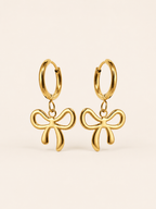 Quenby | Bow Hoop Earrings with Drop Charm