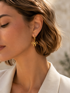 Quenby | Bow Hoop Earrings with Drop Charm