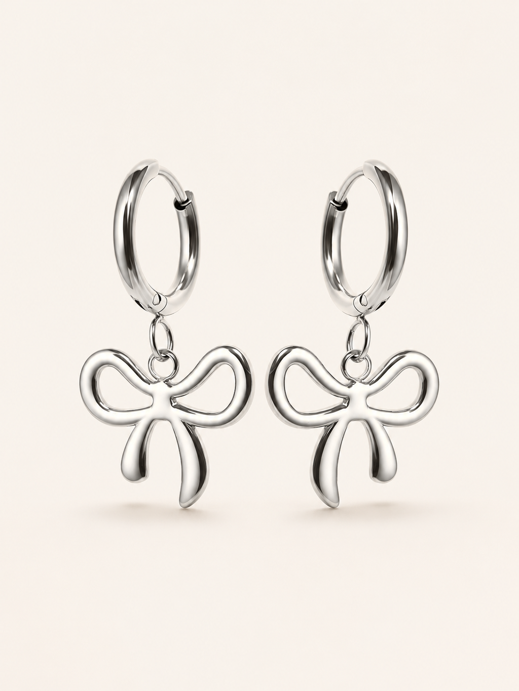 Quenby | Bow Hoop Earrings with Drop Charm