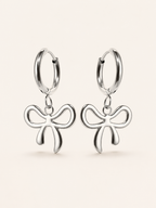 Quenby | Bow Hoop Earrings with Drop Charm