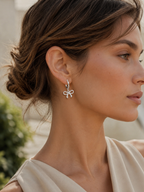 Quenby | Bow Hoop Earrings with Drop Charm