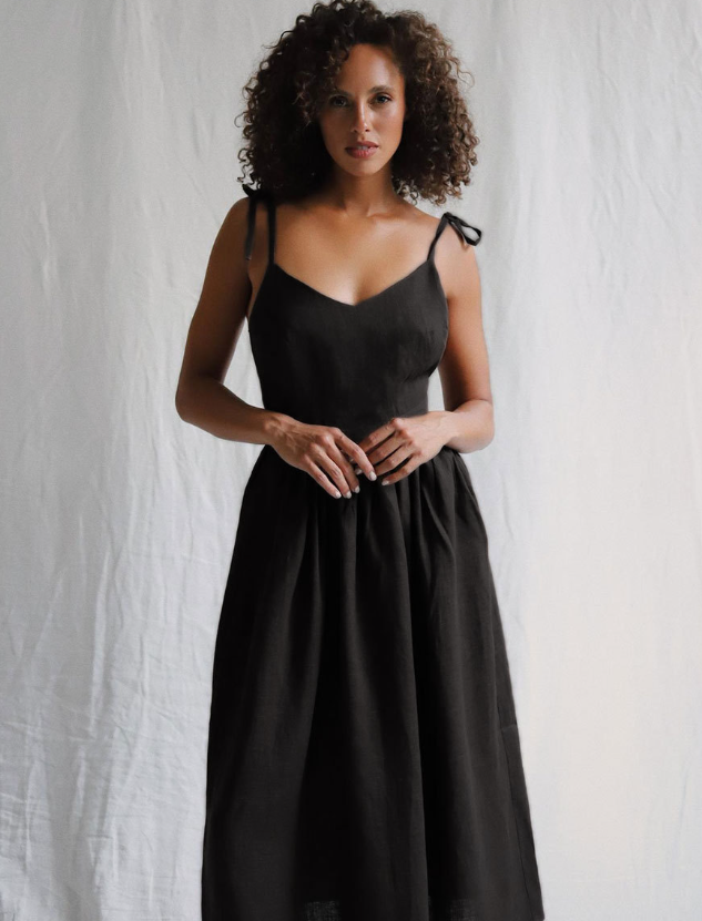 Vestido de algodón sin mangas con tirantes de nudo