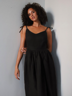 Vestido de algodón sin mangas con tirantes de nudo