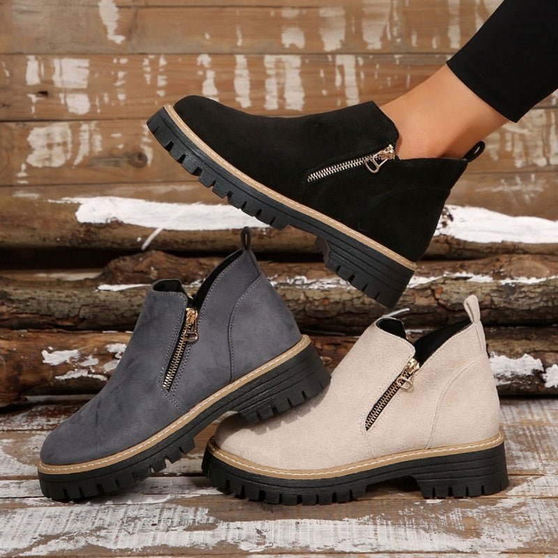 Botas de mujer con puntera redonda y cremallera lateral - LOVRA DESIGN