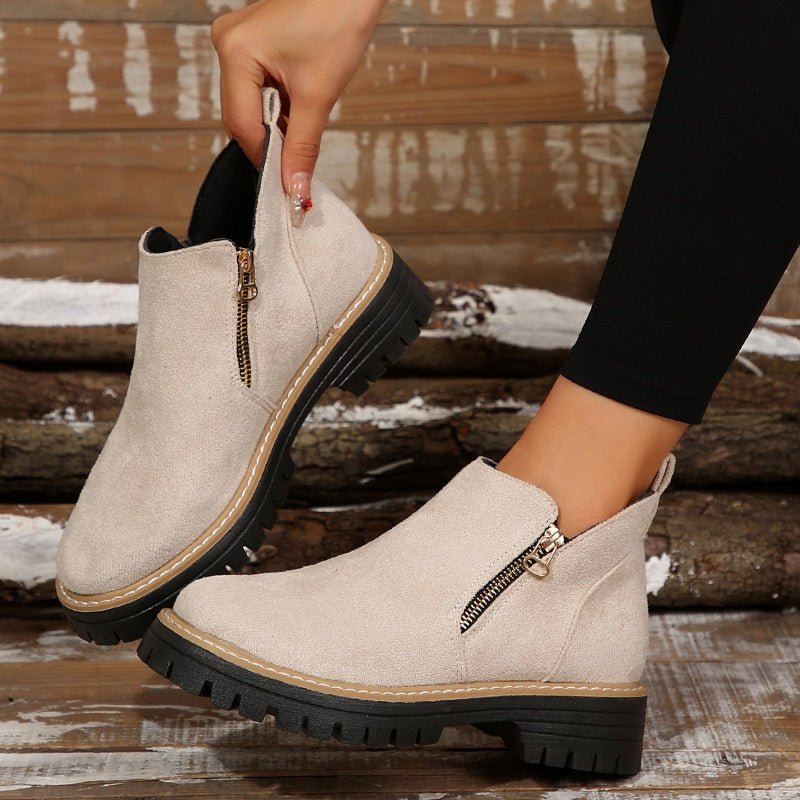 Botas de mujer con puntera redonda y cremallera lateral - LOVRA DESIGN