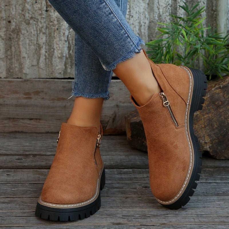 Botas de mujer con puntera redonda y cremallera lateral - LOVRA DESIGN