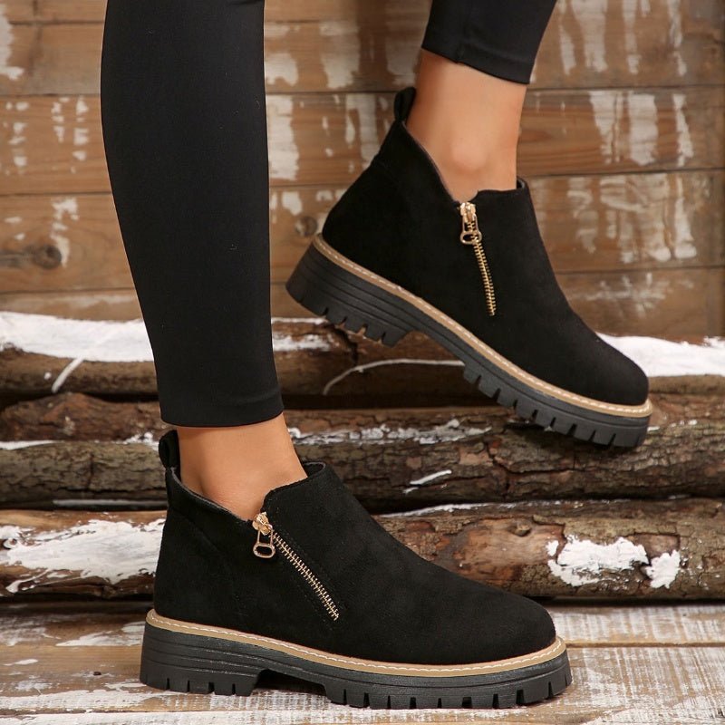 Botas de mujer con puntera redonda y cremallera lateral - LOVRA DESIGN