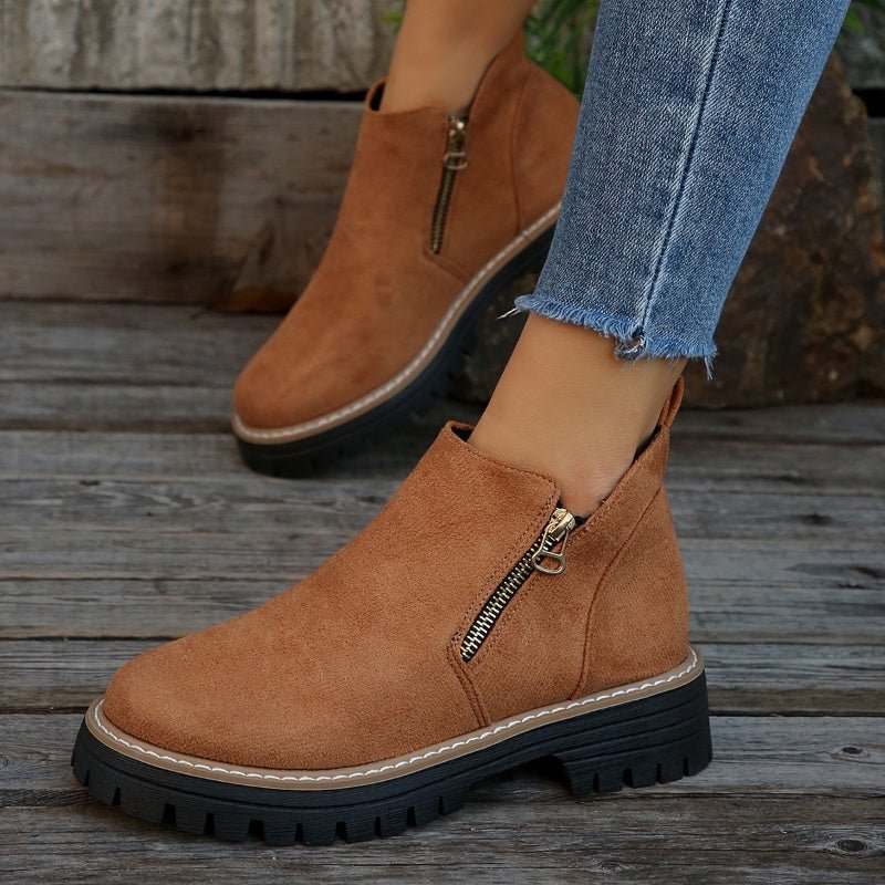 Botas de mujer con puntera redonda y cremallera lateral - LOVRA DESIGN