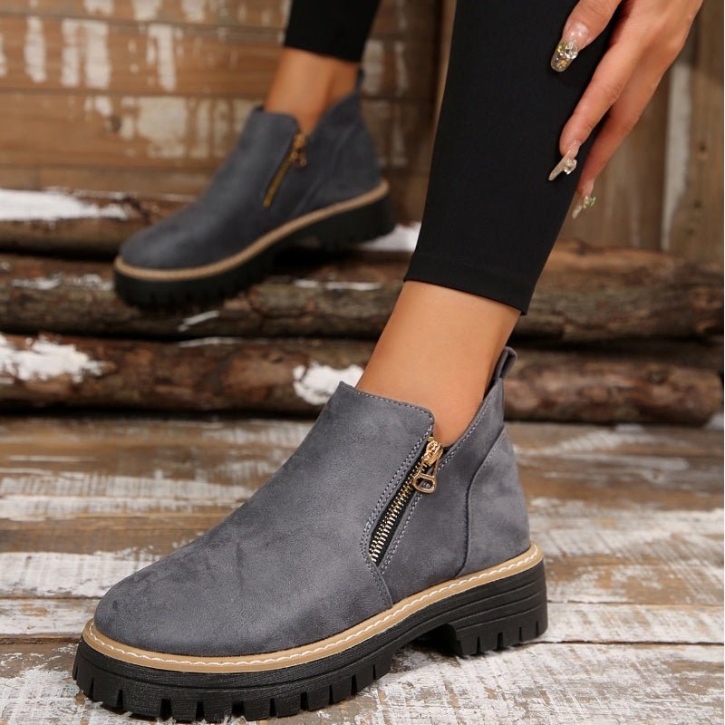 Botas de mujer con puntera redonda y cremallera lateral - LOVRA DESIGN