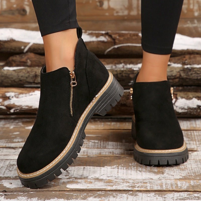 Botas de mujer con puntera redonda y cremallera lateral - LOVRA DESIGN