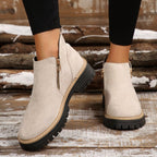 Botas de mujer con puntera redonda y cremallera lateral - LOVRA DESIGN