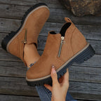 Botas de mujer con puntera redonda y cremallera lateral - LOVRA DESIGN