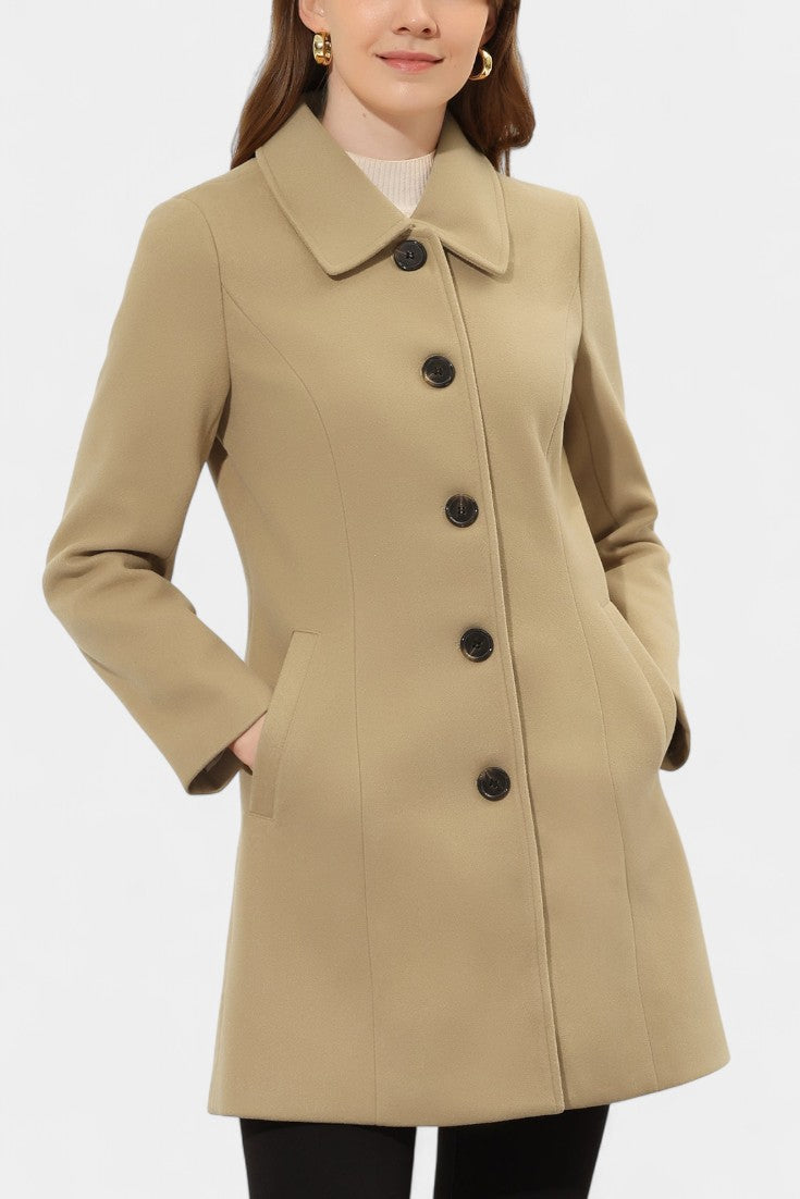 Abrigo Largo con Cuello de Pelo Sintético