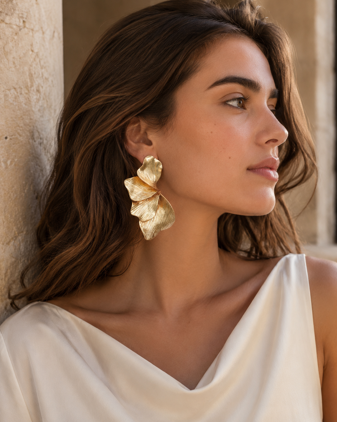 Pendientes Hoja Dorados Statement
